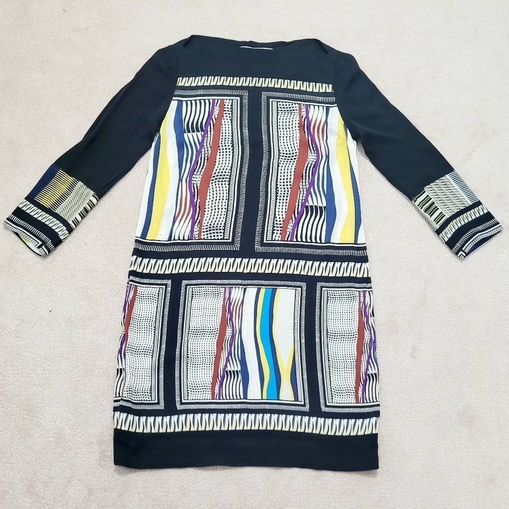 Diane von Furstenberg Silk Blend Shift Dress Women’s Size 6 Geometric Print - Picture 7 of 14
